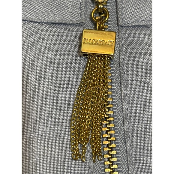 ELLEN TRACY Women’s L Linen Blouse Blue Pull On Quarter Zip - Picture 5 of 9